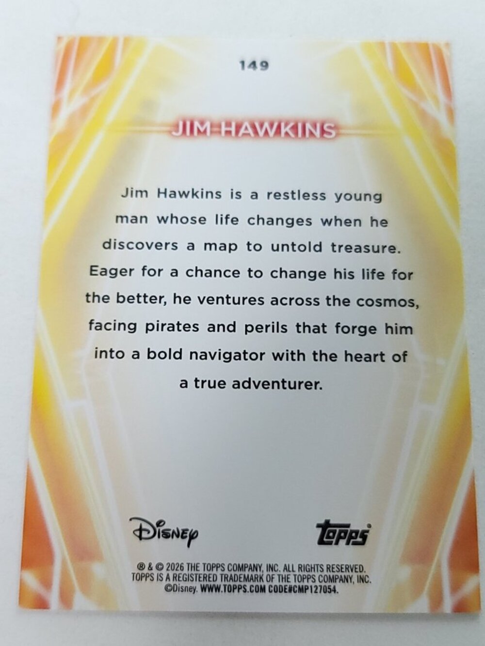 Jim Hawkins Topps 2026 Disney Neon Holo Parallel Refractor Limited 086/150 - Picture 4 of 4